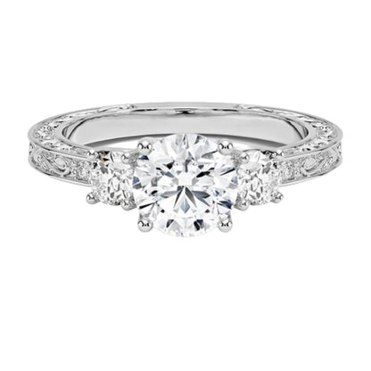 Solitaire 1 CT Round Cut Lab Grown Diamond Engagement Ring - view 4