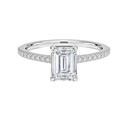 Hidden Halo 1 CT Emerald Cut Lab Grown Diamond Engagement Ring - view 1
