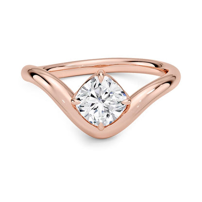 Solitaire 1 CT Cushion Cut Lab Grown Diamond Curved Band Engagement Ring - view 1