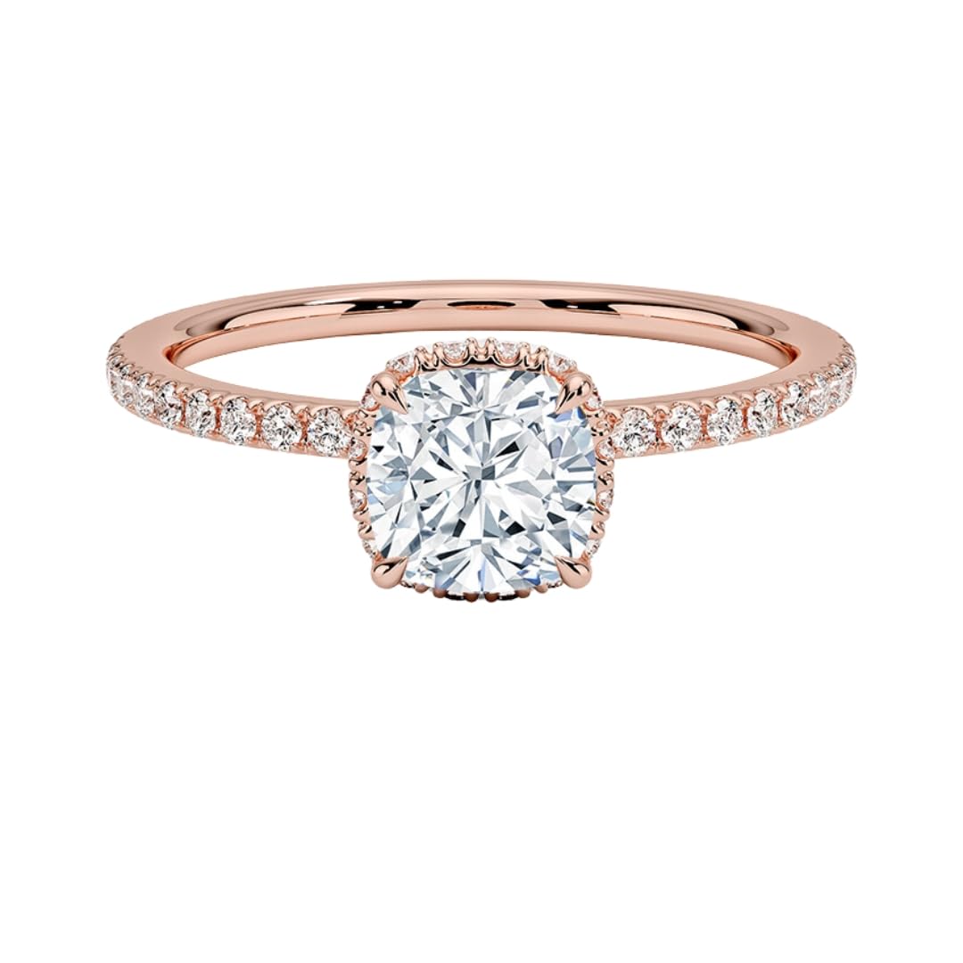 Hidden Halo 1 CT Cushion Cut Lab Grown Diamond Ring - view 4