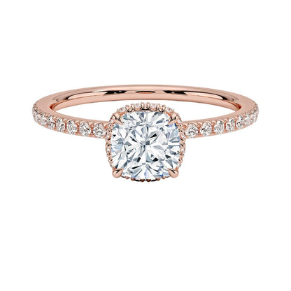 Hidden Halo 1 CT Cushion Cut Lab Grown Diamond Ring - view 4