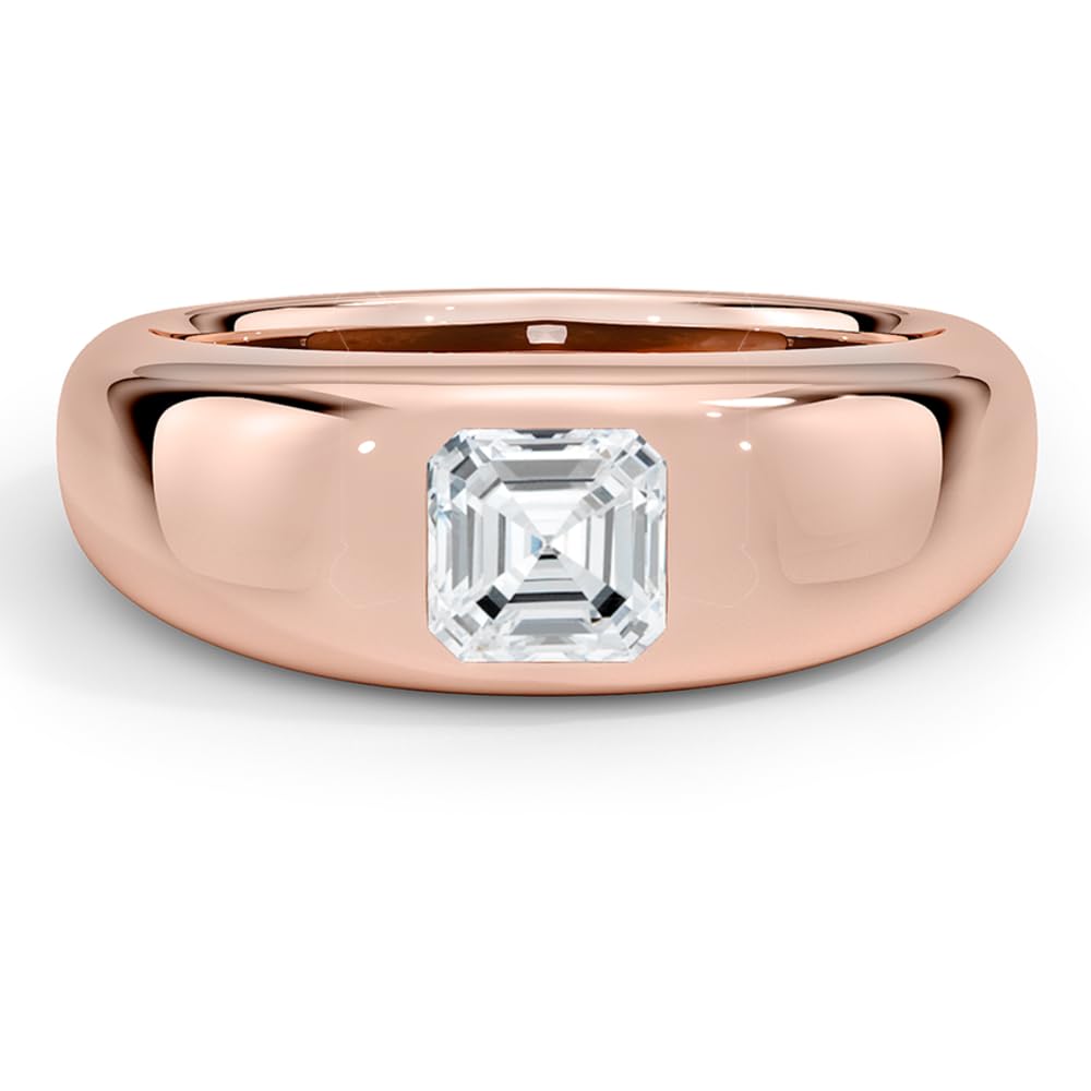 Solitaire 1 CT Asscher Cut Lab Grown Diamond Bezel Engagement Ring - view 1