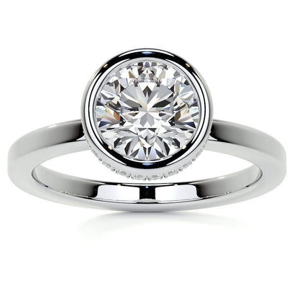 Bezel Hidden Halo 1 CT Round Cut Lab Grown Diamond Solitaire Engagement Ring - view 1