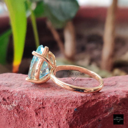 5 CT Blue Pear Shaped Solitaire Moissanite Engagement Ring - view 5