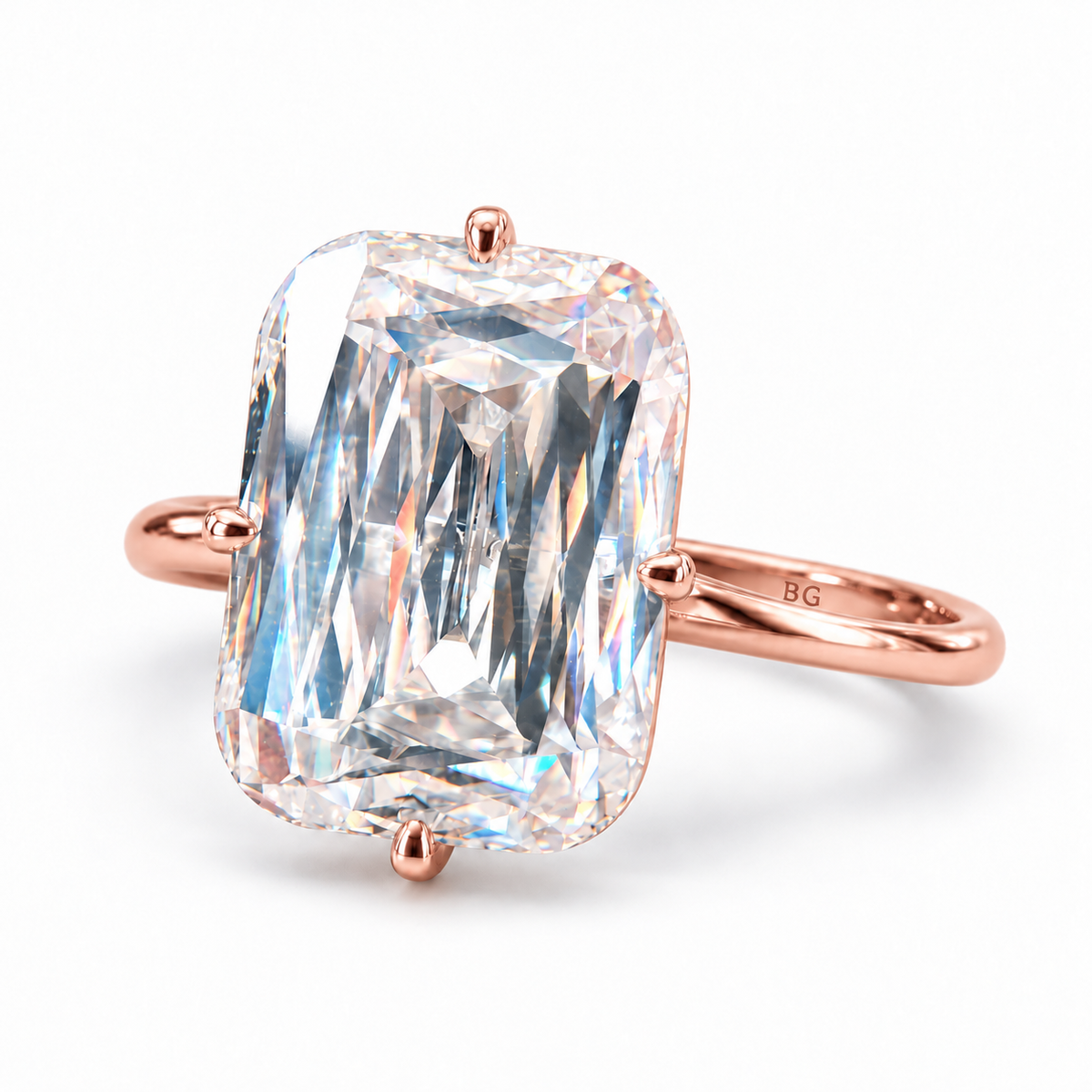 Criss Cut Moissanite Solitaire Engagement Ring