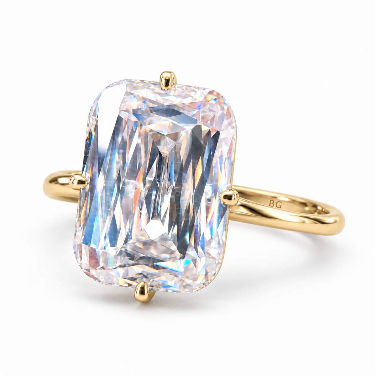 Criss Cut Moissanite Solitaire Engagement Ring