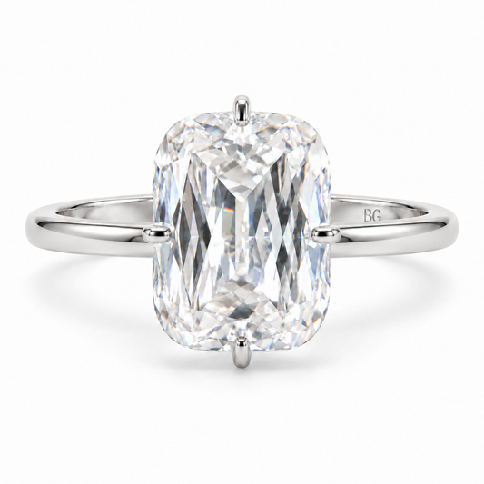 5 CT criss cut moissanite engagement ring with compass prongs in white gold