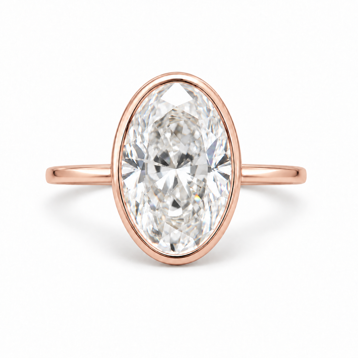 Elongated Moval, Oval Moissanite Engagement Ring