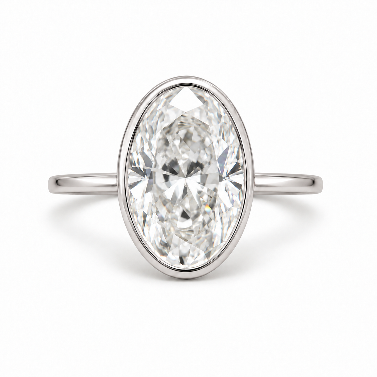 Elongated Moval, Oval Moissanite Engagement Ring