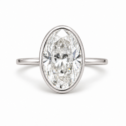 Elongated Moval, Oval Moissanite Engagement Ring