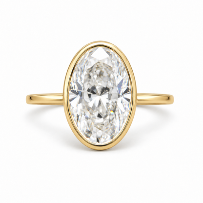 Elongated Moval, Oval Moissanite Engagement Ring