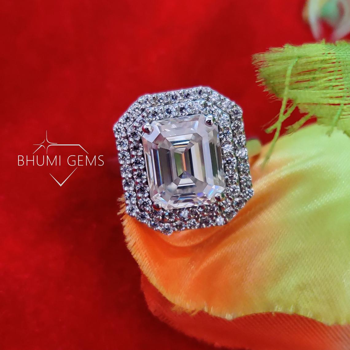 Moissanite Wedding Emerald Ring | Engagement Ring |