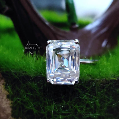 5CT Emerald Criss Cut Moissanite Engagement Ring - view 6