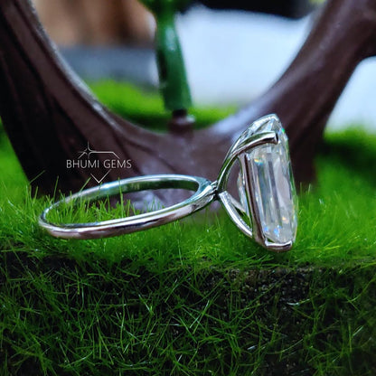 5CT Emerald Criss Cut Moissanite Engagement Ring - view 3