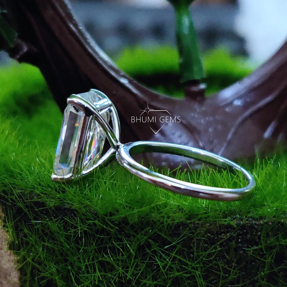 5CT Emerald Criss Cut Moissanite Engagement Ring - view 5