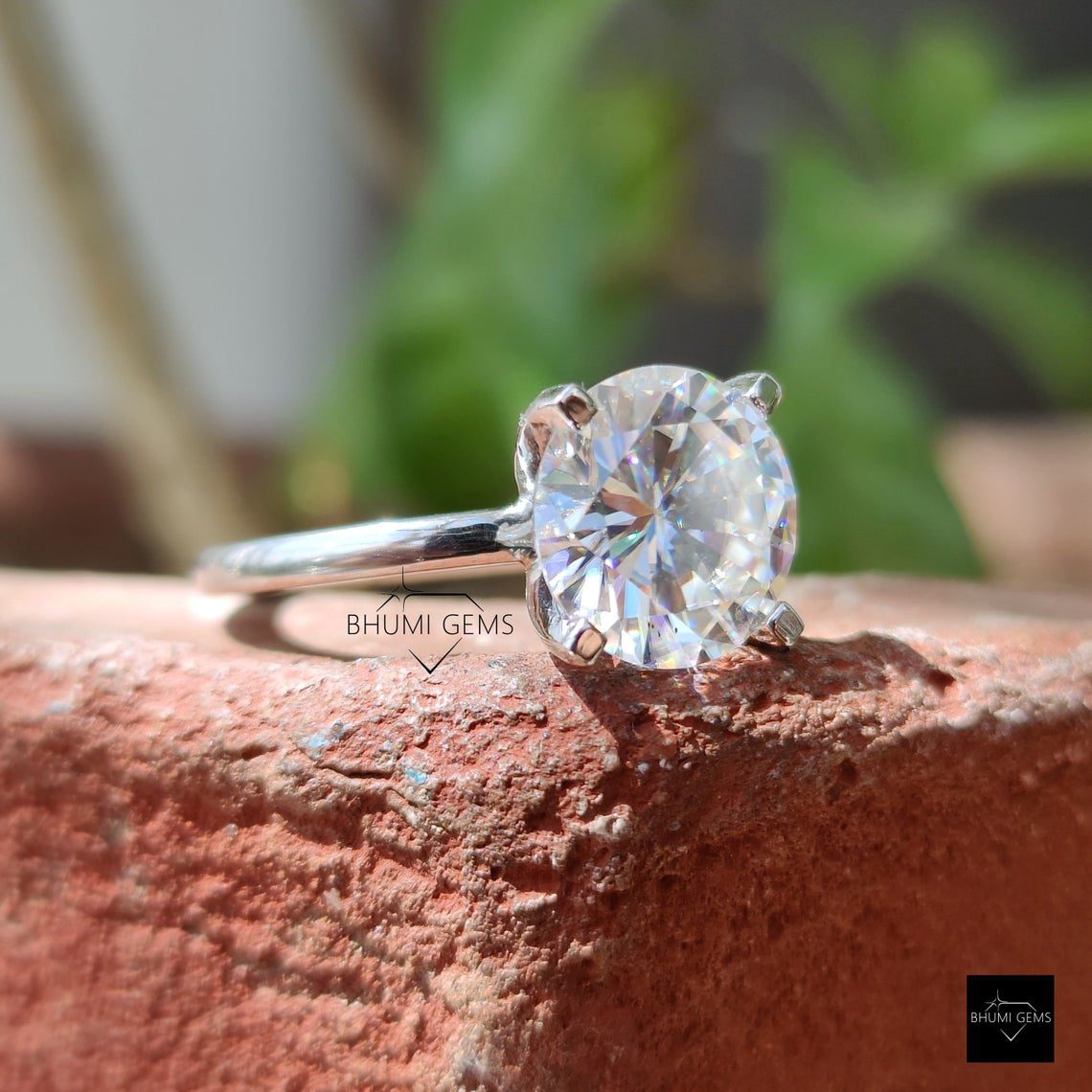5CT Round Cut Colorless Moissanite Solitaire Ring - view 3