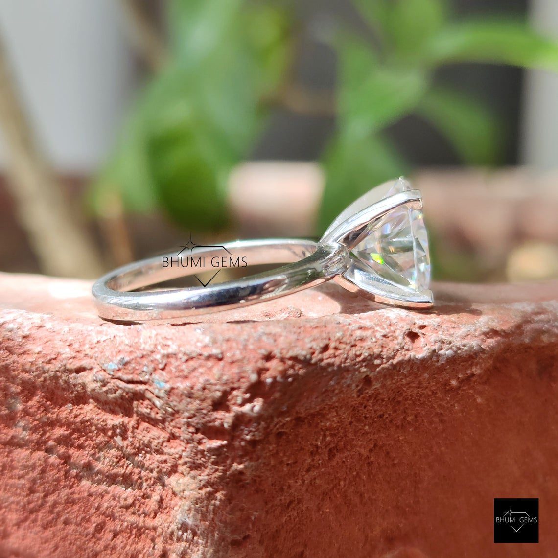 5CT Round Cut Colorless Moissanite Solitaire Ring - view 4