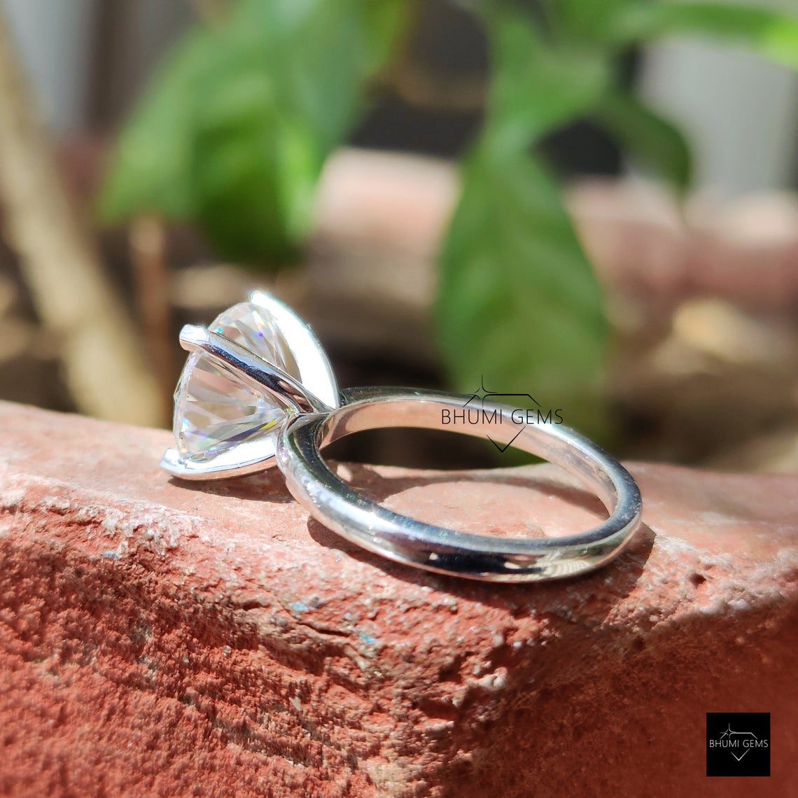 5CT Round Cut Colorless Moissanite Solitaire Ring - view 5