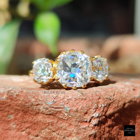 5 TCW old cushion moissanite engagement ring | Bhumi Gems