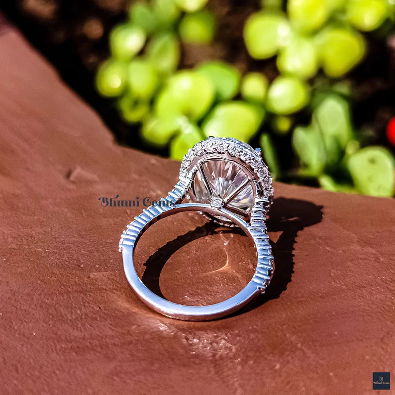 6 CT Oval Cut Colorless Moissanite Engagement Ring - view 3