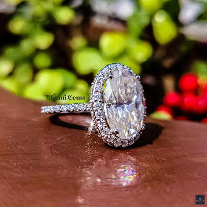 6 CT Oval Cut Colorless Moissanite Engagement Ring - view 2