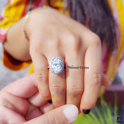 6 CT Oval Cut Colorless Moissanite Engagement Ring - view 5