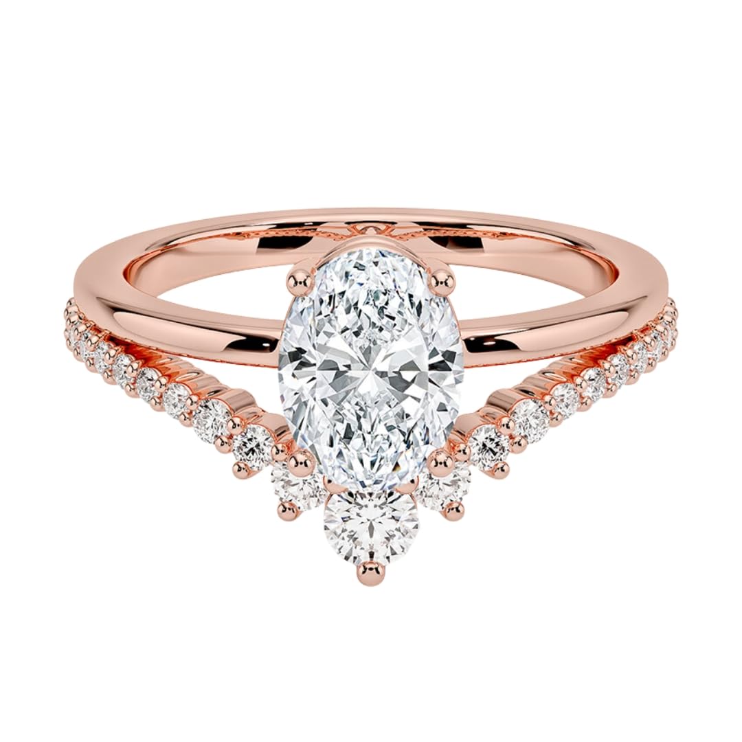 Solitaire 1 CT Oval Cut Lab Grown Diamond Curved Engagement Ring - view 6