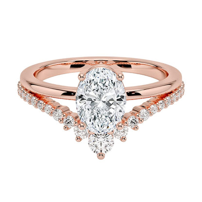 Solitaire 1 CT Oval Cut Lab Grown Diamond Curved Engagement Ring - view 6