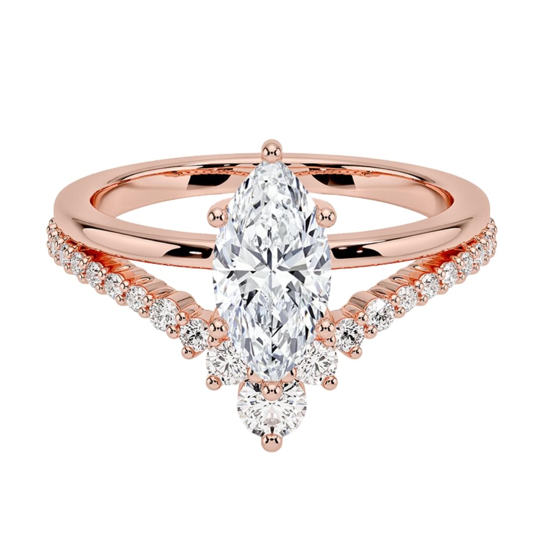 Solitaire 1 CT Marquise Cut Lab Grown Diamond Curved Engagement Ring - view 4