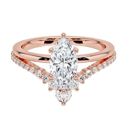 Solitaire 1 CT Marquise Cut Lab Grown Diamond Curved Engagement Ring - view 4