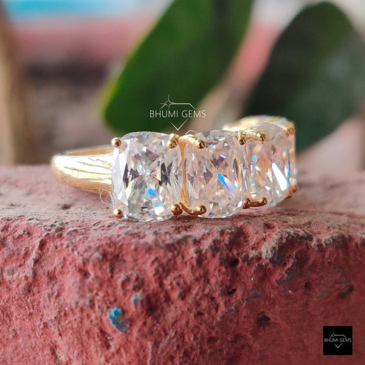 6 TCW Elongated Cushion Cut 5 Stone Wedding Band - view 3