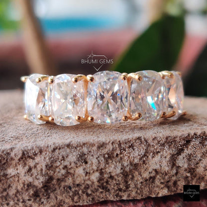 6 TCW Elongated Cushion Cut 5 Stone Wedding Band - view 6