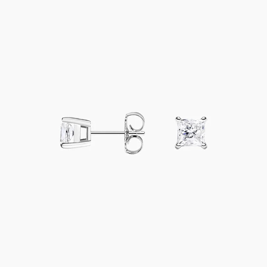 Solitaire 0.50 TCW Princess Cut Lab Grown Diamond Earrings - view 2