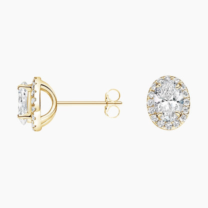 2 TCW Oval Cut Lab Grown Diamond Earring 4-Prong Halo Stud Diamond Earrings - view 4