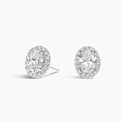 2 TCW Oval Cut Lab Grown Diamond Earring 4-Prong Halo Stud Diamond Earrings - view 2