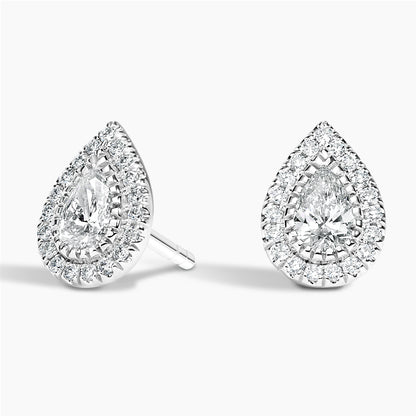 1.5 TCW Pear Cut Lab Grown Diamond Earring Bezel Halo Stud Diamond Earring - view 4