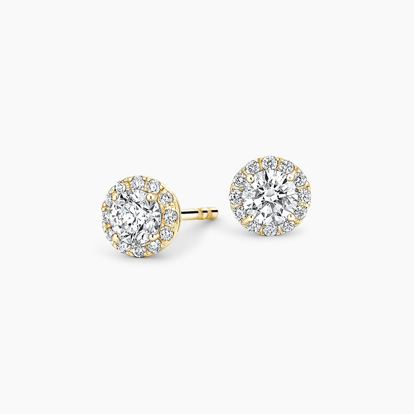 Halo 1 TCW Round Cut Lab Grown Diamond Earring 4-Prong Stud Diamond Earrings - view 2