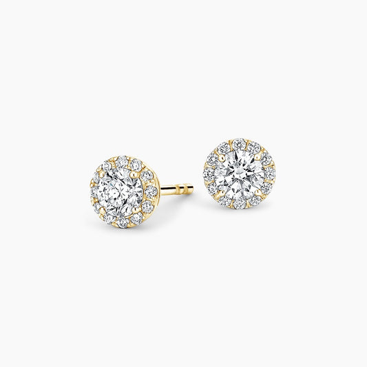 Halo 1 TCW Round Cut Lab Grown Diamond Earring 4-Prong Stud Diamond Earrings - view 2