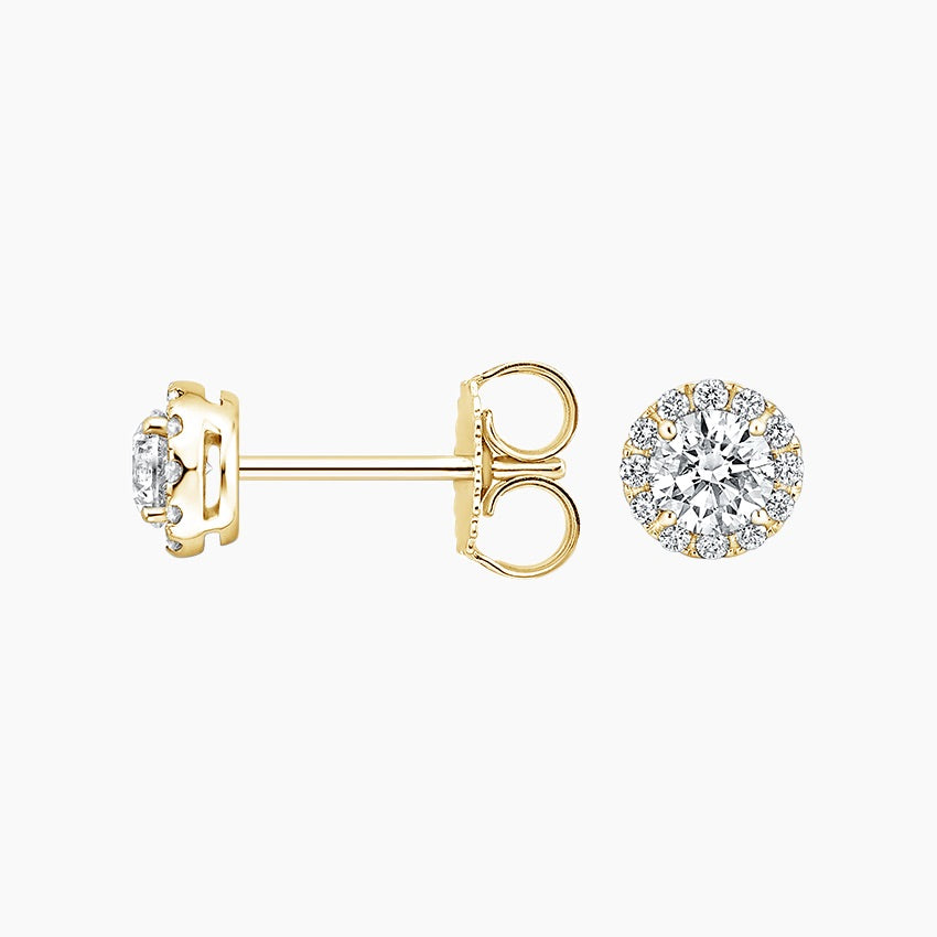 Halo 1 TCW Round Cut Lab Grown Diamond Earring 4-Prong Stud Diamond Earrings - view 3