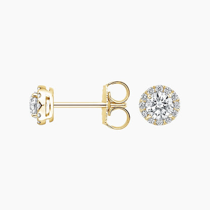 Halo 1 TCW Round Cut Lab Grown Diamond Earring 4-Prong Stud Diamond Earrings - view 3