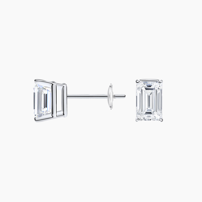 Solitaire 1 TCW Emerald Cut Lab Grown Diamond Earrings - view 2
