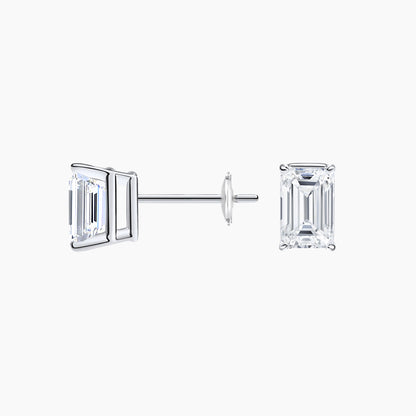 Solitaire 1 TCW Emerald Cut Lab Grown Diamond Earrings - view 2