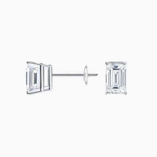 Solitaire 1 TCW Emerald Cut Lab Grown Diamond Earrings - view 2