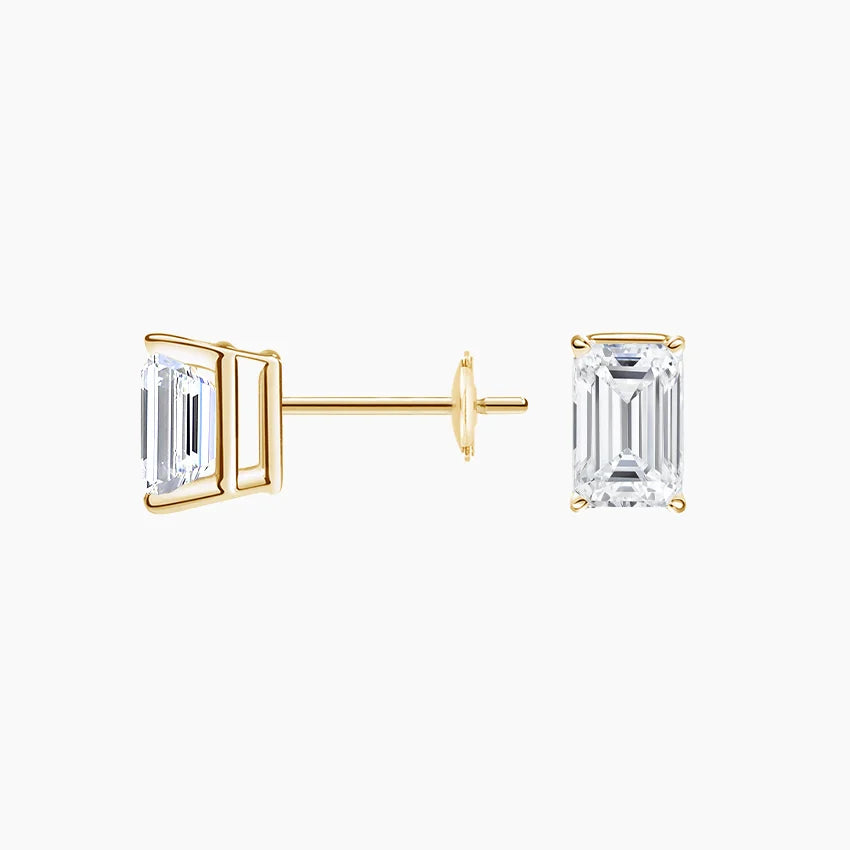 Solitaire 1 TCW Emerald Cut Lab Grown Diamond Earrings - view 4