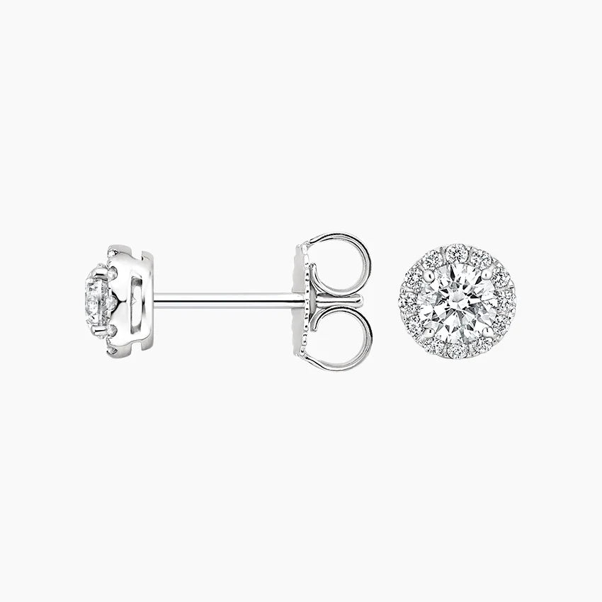 Halo 1 TCW Round Cut Lab Grown Diamond Earring 4-Prong Stud Diamond Earrings - view 4