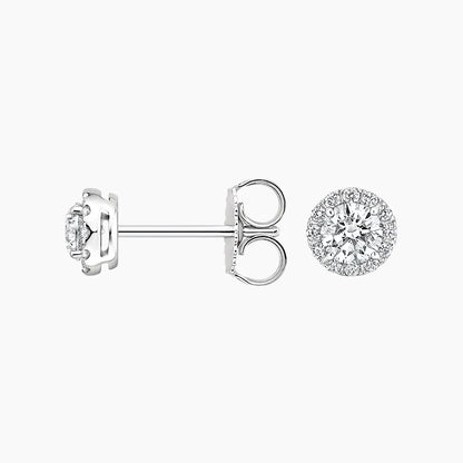 Halo 1 TCW Round Cut Lab Grown Diamond Earring 4-Prong Stud Diamond Earrings - view 4