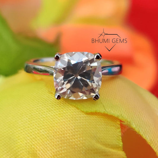Cushion moissanite solitaire ring for her