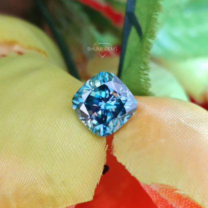 Cushion Cut Stone | Moissanite Diamond | Dark Blue Stone