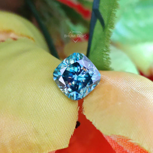 Cushion Cut Stone | Moissanite Diamond | Dark Blue Stone