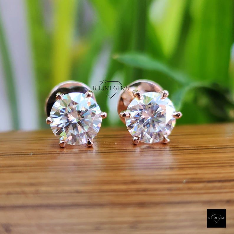 2CT Moissanite Round Studs